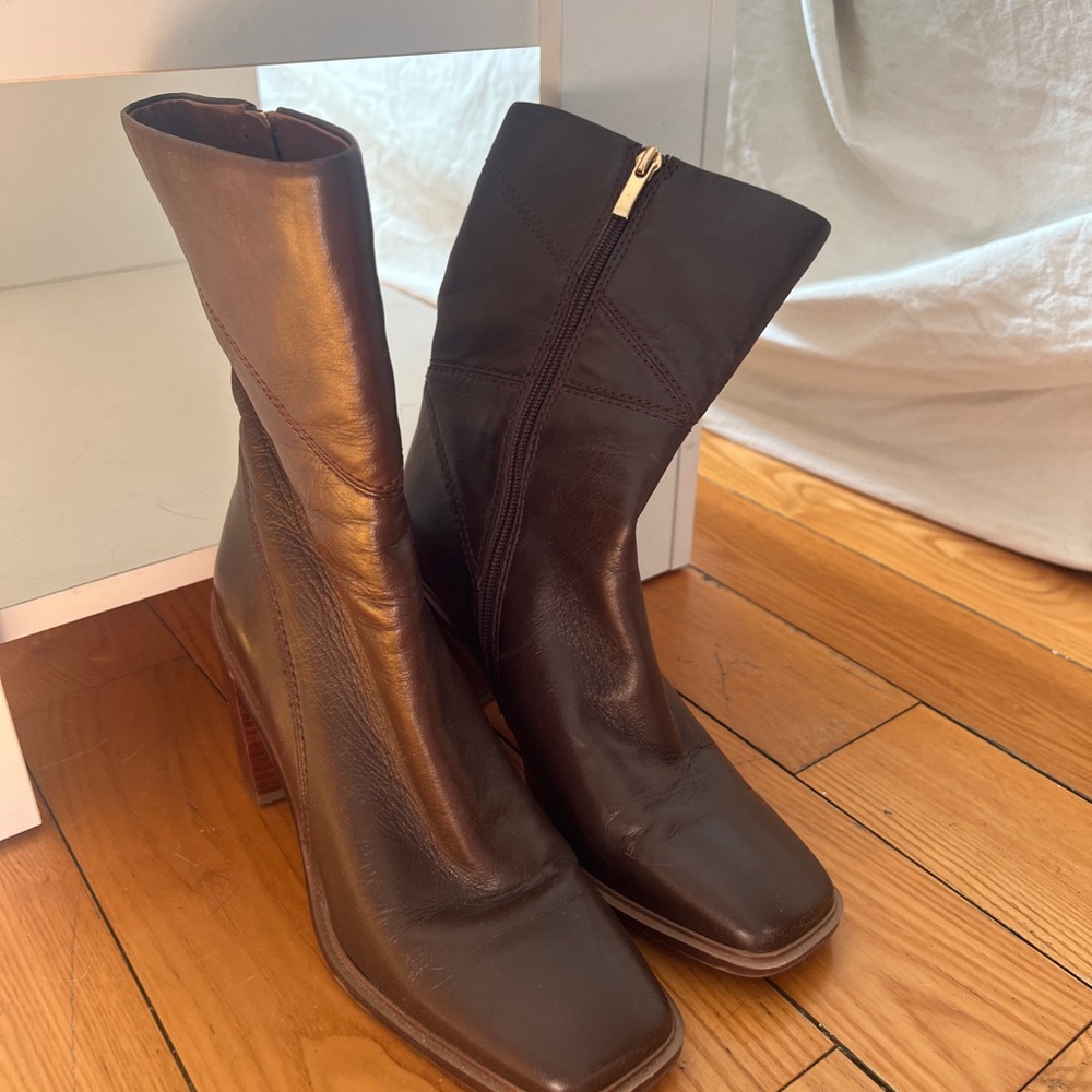 Franco Sarto Stevie Mid Calf Dark Brown Boot